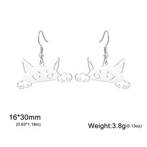 Sneaking Cat Earrings for Women Girls Stainless Steel Cute Animal Kitten Drop Earrings Jewelry Birthday Gift 2026 New