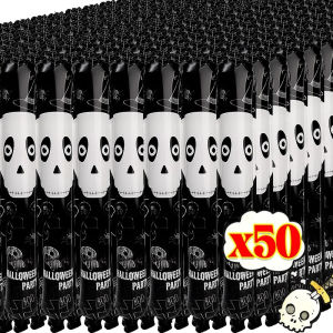 Dizoey 50Pcs Halloween Hand Stick Batting Stick Balloon Pumpkin Bat Ghost Witch Handheld Halloween Aluminum Film Balloon Photo Prop