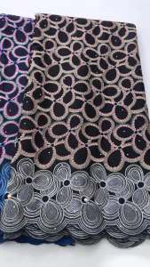 Nigerian African Cotton Lace Fabric Luxury Swiss Voile Lace Fabric With Sequins For Evening Gown & Party Dress