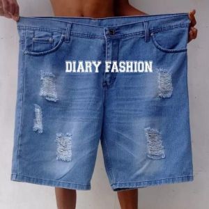 Celana Pendek Jeans Sobek Jumbo Pria Bigsize 33/45/Jeans Pendek Sobek Jumbo