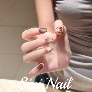 Handmade Cartoon Kitty Brown Nail Patches Wearable False Nails White Enhancing Ins Style Nail Art Decals from Mainland China