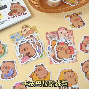 Cute Capybara Cartoon Sticker Puffer Fish Notes Handbook