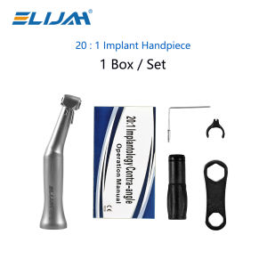 ELIJAH Dental 20:1 Contra Angle Low Speed Handpiece Push Button Air Turbine for Dental Implant Surgery Reduction Handpiece Tools