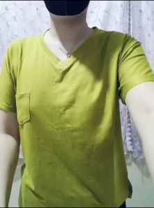 Kaos Wanita V-neck Lengan Pendek Warna Solid | T-Shirt Casual Nyaman
