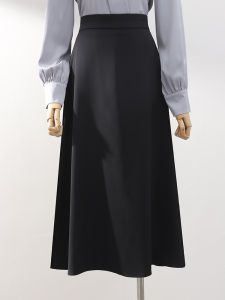 Professional Black Suit Skirt High Waist Slimming A-Line Midi Dress for Women Interview Elegant Style Half-length Skirt