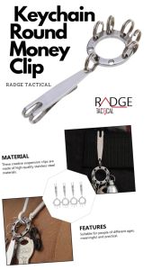 POCKET SUSPENSION CLIP & UFO BUCKLE KEYCHAIN KEY RING MONEY CLIP SET STAINLESS STEEL