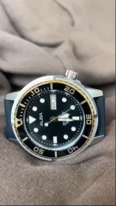 ALBA Mini Tuna Automatic นาฬิกาข้อมือผู้ชาย สายยางซิลิโคน รุ่น AL4250X / AL4250X1 (หน้าปัดสีดำทอง)