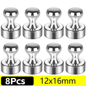 Silver Black 12mm Super Strong Neodymium Magnet Powerful Magnetic Push Pins for Refrigerator Whiteboard Office Kitchen Map Photo