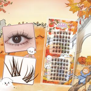 Natural Brown Fake Eyelashes Ultra Realistic Pear Blossom Tear Design Versatile Korean Style Lively Look Plastic Black Stem