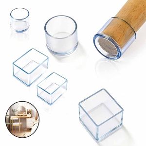 12/8/4PCS Silicone Chair Leg Pad Round Square Furniture Leg Table End Plug PVC Silent Anti-slip Floor Protection Cap Foot Cover