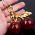 Delicious Crystal Red Pink Cherry Keychain Summer Fruits Cherries Pendant Keyring For Women Men Jewelry Bag Key Accessories Gift. 