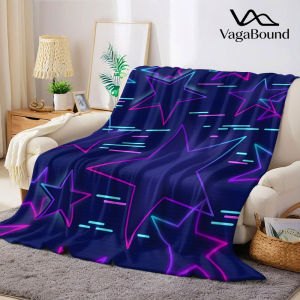 neon star retro Flannel Blanket Warm Soft Halloween Christmas Decorative Couch Warm Cozy All-Season Gift