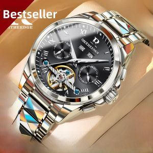 Mens Mechanical Watch Pure Mechanism Hollow out Design Automatic Movement Domestic Brand Business Style Waterproof Wristwatch