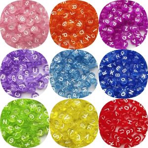 100-500PCS Acrylic Colorful Transparent Letter Beads Round Alphabet Beads For Jewelry Making DIY Necklace Bracelet Accessories