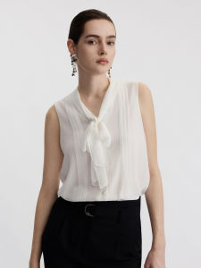 LANCY FROM 25 | Elegant Casual Sleeveless Short Blouse White