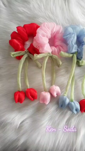 Cột tóc Scrunchies dây hoa tulip