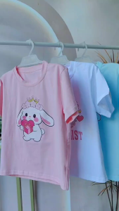 Girls Tops Cute Printed Cotton T-shirt Korean Style Summer Fashion Short Sleeve Tops Clothes for Kids Girls 1-12Y