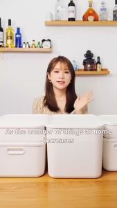 Simple Japanese Minimalist Design Storage Box Stackable With Cover Household Container Organiser/Rainbow Culture