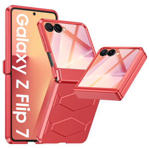 Global Carnival MonthNon-Slip TextureHinge ProtectionWireless Chargingfor Galaxy Z Flip 7 Protective Phone Case-Rose Red