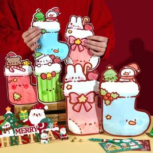 ถุงซานตาซิปล็อคซานต้าถุงใส่ของคริสต์มาส20ชิ้นสำหรับถุงใส่ของชำร่วยลูกกวาดของเล่นพร้อมที่จับกระเป๋า Treat คริสต์มาส