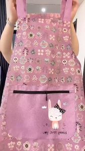 ผ้ากันเปื้อนเต็มตัวBunny พร้อมกระเป๋าซิปขนาดใหญ่ สไตล์เกาหลี พร้อมส่งไวจากไทย