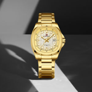 NAVIFORCE Original Mens Quartz Calendar Watch Folding Buckle Stainless Steel Strap 30m Waterproof Luminous Pointer Mens Temperament Business Watch NF9240