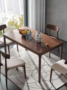 YUANSHI YUANSU | Natural Solid Wood North European Simple Style Dining Table & Chair Set