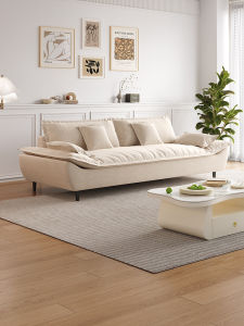French Cream Style Straight Line High Foot Sofa Stain Resistant Latex Foam Cushion