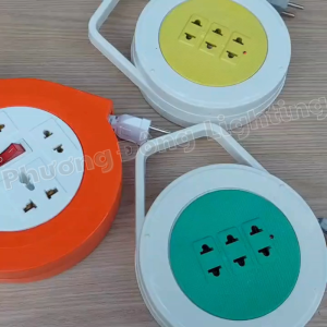 Ổ Cắm Điện Cuộn Dây – Ổ Cắm Quay 3 Ổ Cắm Dây dài 5m / 8m / 10m Công Suất 1500W Nhựa ABS Chống Cháy