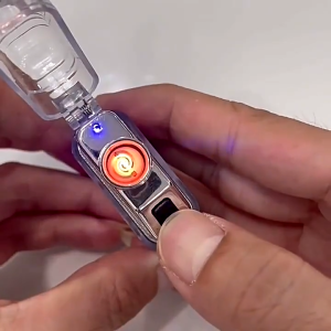 Electric Wire Lighter COB Flashlight Rechargeable Heavy Duty Electric Torch Transparent Keychain With Led Light Unique Style Waterproof Windproof Portable Lighter For Outdoor Camping Hiking