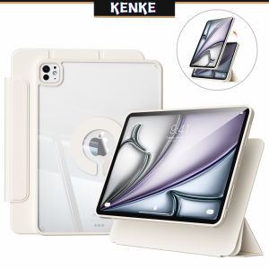 Vỏ iPad KENKE Vỏ acrylic trong suốt có thể tháo rời 3 trong 1 cho ipad 2024 Air thế hệ thứ 6 13 inch Air 11 inch pro 11 inch 2024 M4 pro 13 2024 Air thế hệ thứ 4 Air iPad thế hệ thứ 5 iPad Air 11 inch iPad 7 8 9 gen 360° kem hút nam châm xoay màu trắng
