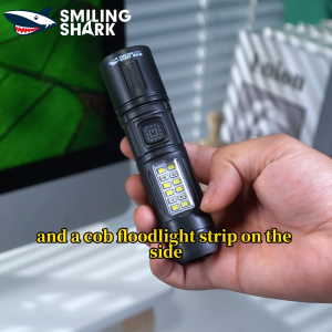 SMILING SHARK LED Flashlight Super Bright M60 With COB Camping Light 7Mode Red White Light Type-c Rechargeable Torch Light Waterproof Outdoor Lighting SD5374