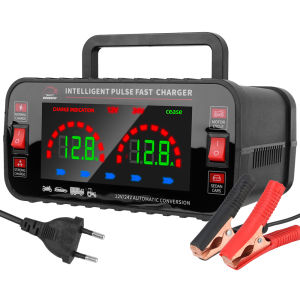 12V/10A 24V/5A EU Plug 150W Pulse Repair Car Battery Charger For Lead Acid AGM GEL Batteries Fully Automatic High Power