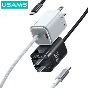 Usams CC271 30W Fast Charging Charger GaN Mini Dual Port Type C Fast Charger With Type-C fast charging cable convenient to charge