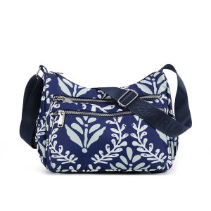 Casual Nylon Crossbody Bag for Women Fashionable Multi-layer Floral Mom Bag with Large Capacity Lightweight Single Shoulder Bag