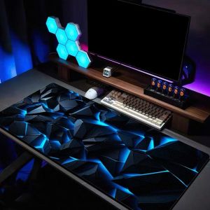 VIKAMA Green Neon Crack Large Gaming Mouse Pad Anti Slip Desk Mat for PC Laptop Keyboard Gamer Home Office Decor