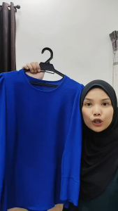 [READY STOCK] Ironless Blouse Muslimah Labuh Cey Fabric | Shoulder Puff Design | Elegant Long Sleeve Top for Women | 6 Sizes |