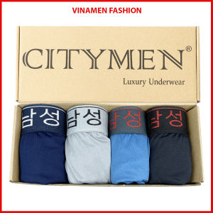 Hộp 4 quần sịp đùi nam thun lạnh mịn mát quần lót nam boxer lưng Hàn Quốc co giãn 4 chiều đồ lót boxer thông thoáng