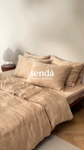 Bộ ga gối 3 món Lụa Tencel Jacquard Sen Đá Home Bedding cao cấp trơn màu set 2 vỏ gối 1 ga giường bo chun 1m6 1m8