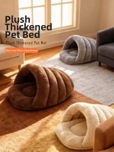 Warm Furry Enclosed Cat Bed