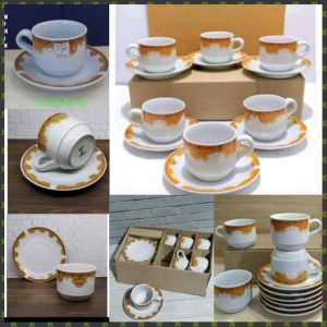 cangkir mahkota list gold cangkir set ukuran besar isi 6 set /tea set/gelas