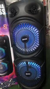 K-280 24 Inch BIG Karaoke Stereo Portable Wireless Bluetooth V5.0 Speaker with Flashing Colorful Light Digital Display Remote Control & Wireless Microphone