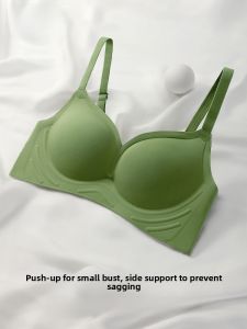 GEXINGJIEMEI | Wireless W-Shaped Soft Support Thin Womens Bra Gathered Seamless Nylon Fabric Four Seasons Universal 3/4 Cup Fixed Strap Design