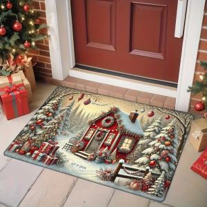 VIKAMA 2026 New Christmas Doormat Non-Slip and Washable Entryway Mat Farmhouse-Style Christmas Rug Home Decor