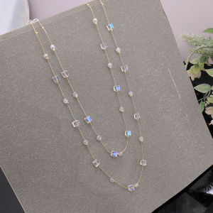 Dây Chuyền Dài Thời Trang Cho Nữ Phong Cách Hàn Quốc Mới Dây Chuyền Len Trang Trí Nhiều Lớp Đa Năng Phụ Kiện Hình Chữ Nhật