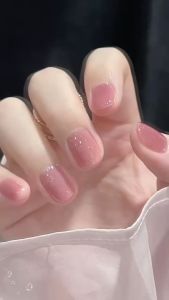 【5 Boxes P66】GG BEAUTYS One Week Boxes Blind Boxes 24PCS Fake Nails Hand Press on nails Short Glitter With Gold Lines Design wedding celebration ballerina Beauty Gift