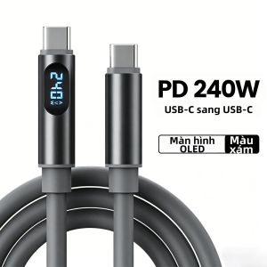 Cáp USB C Sang Type C NNBILI Tích Hợp Màn Hình LED Sạc Nhanh PD 240W Dây Sạc Dành Cho iPhone 16 17 Pro Macbook Pixel Chất Liệu TPE/TPU