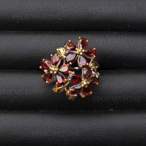 แหวนโกเมน( Garnet) สีแดง ตัวเรือนเงินแท้ 92.5 % ชุบทอง ไซด์นิ้ว 51 หรือเบอร์ 6 US พลอยแท้จากประเทศไทย สินค้ามีใบรับประกัน