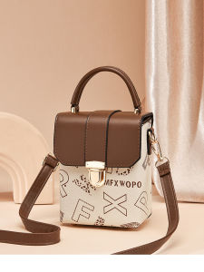 Fashionable Summer Small Square Bag Womens Handbag Crossbody Phone Bag PU Leather Printed Lock Buckle Casual Shoulder Bag