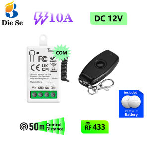 Diese 433Mhz phổ công tắc điều khiển từ xa không dây DC 12V 1CH 10A Rơ Le thiết bị nhận cho ánh sáng đèn LED Khóa cửa